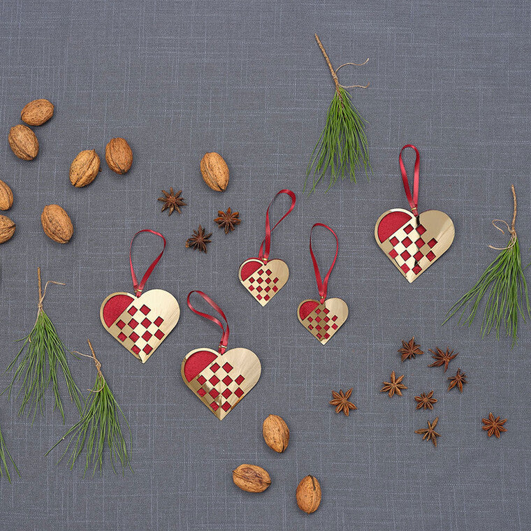 Julehjerte miniature forgyldt